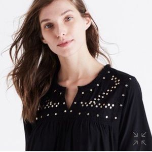 MADEWELL Black Embroidered Nightbell 100% Silk XS